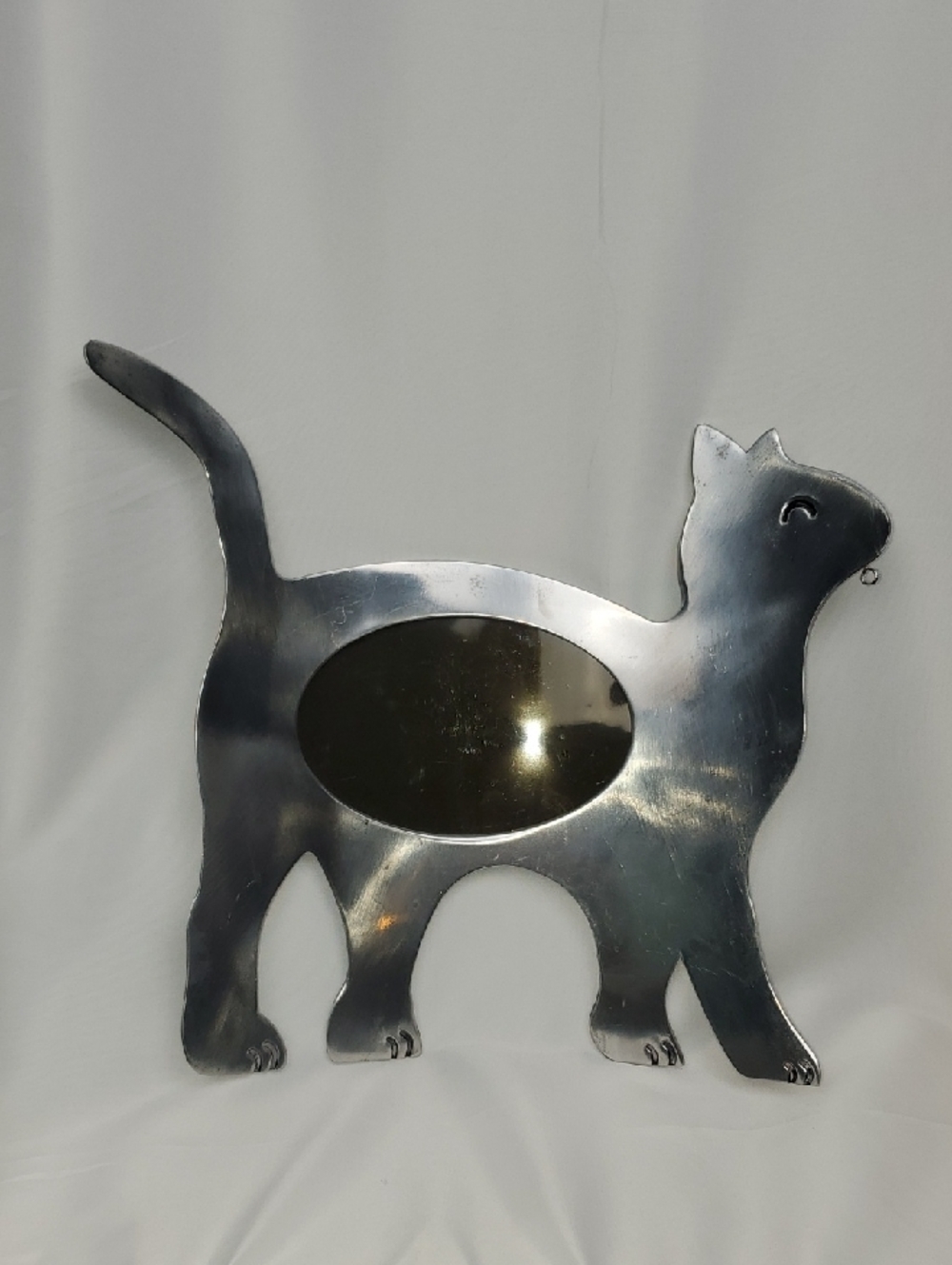 Metal Cat Wall Photo Frame - Silver Decorative Cat Accent